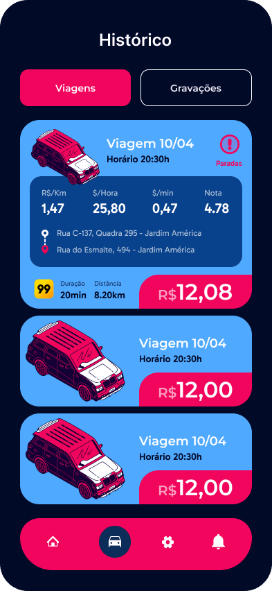 Histórico de Viagens